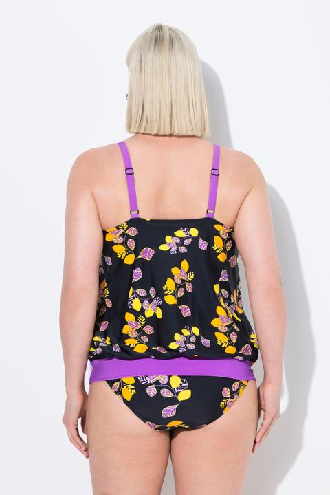 Actual product image Ulla Popken Lemon Print Elastic Hem Tankini Set (46, 48)