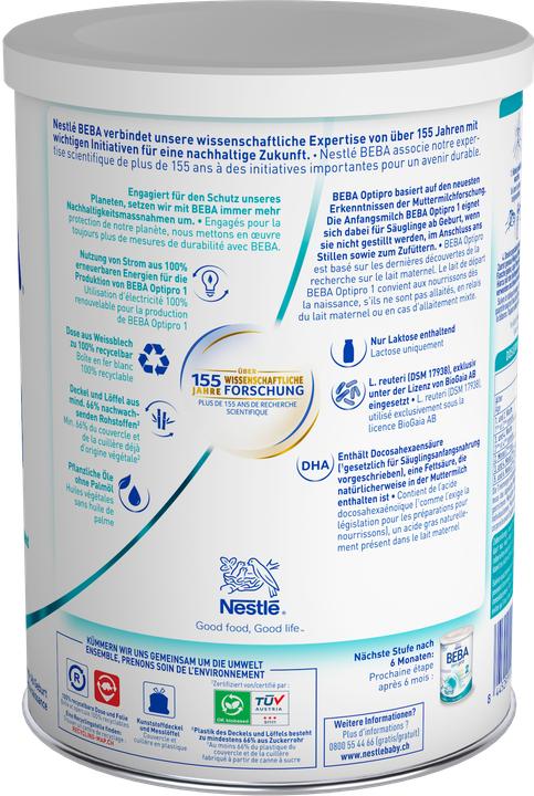 Nutritional values and ingredients Beba Optipro 1 Ds (800 g, from birth)