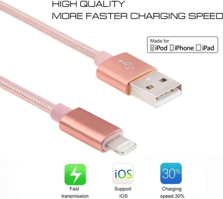 Actual product image Calitron Lightning charging cable rose gold 3m round (3 m, USB 3.2 Gen 1)