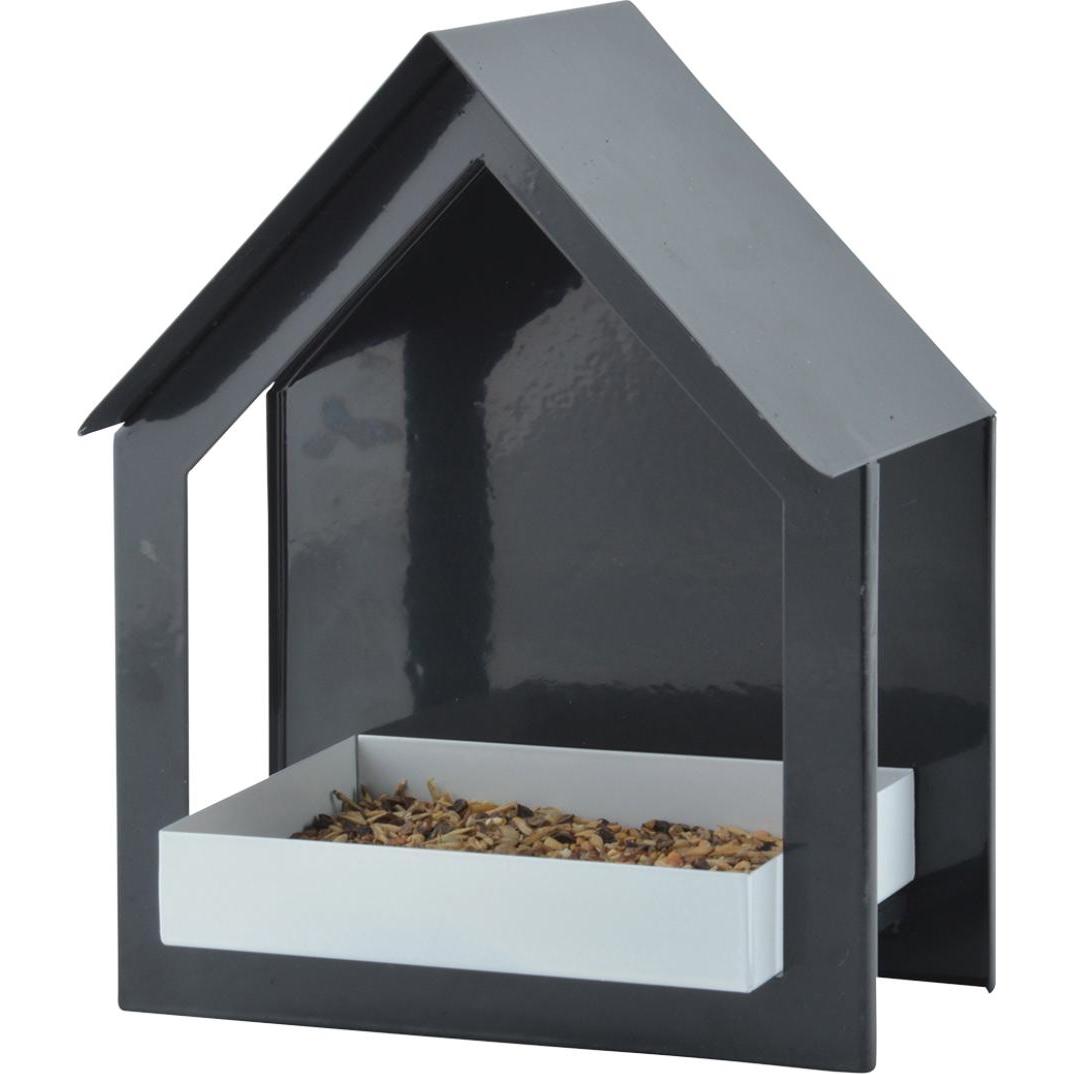 6x Esschert Design Wandfutterhaus anthrazit / weiss, Vogelhaus