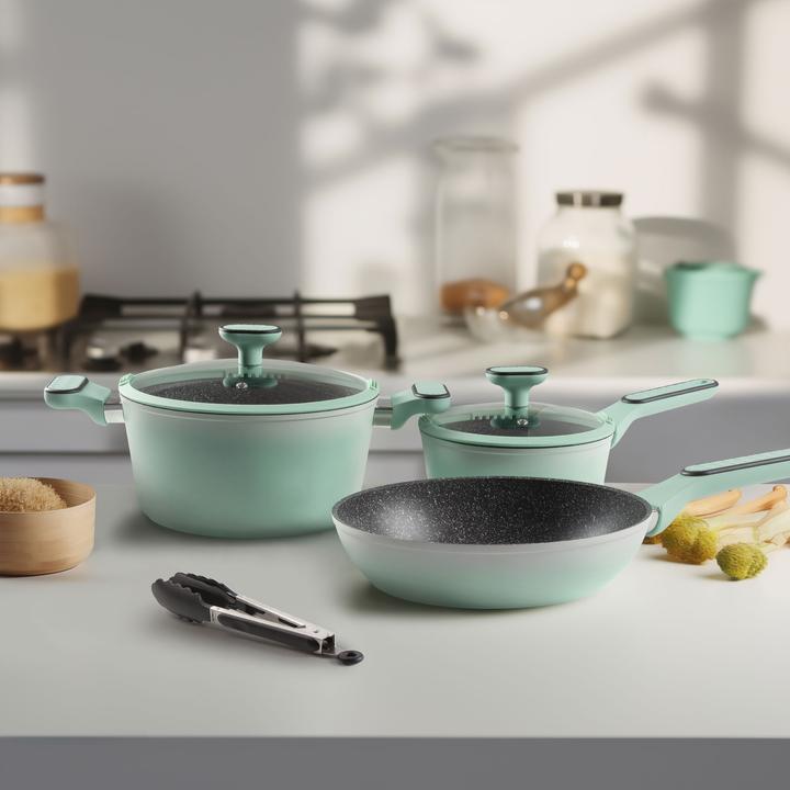 Produktbild Stoneline Mint Kochgeschirr-Set 11-teilig mit Deckeln, beschichtete Töpfe & Pfannen