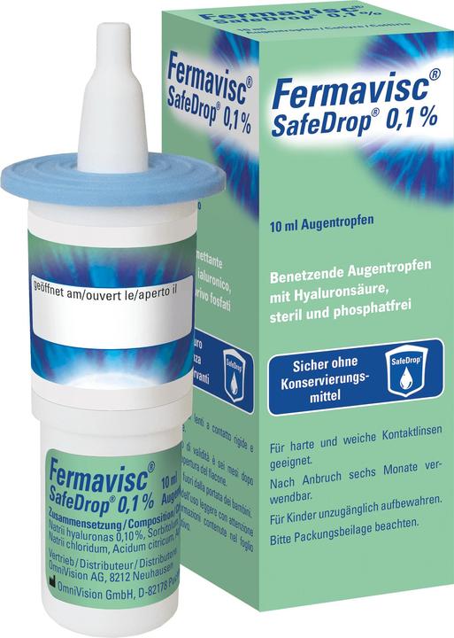 Produktbild OmniVision Augentropfen Fermavisc SafeDrop 0.1% (10 ml, Fermavisc SafeDrop 0.1 % 10 ml Augentropfen)