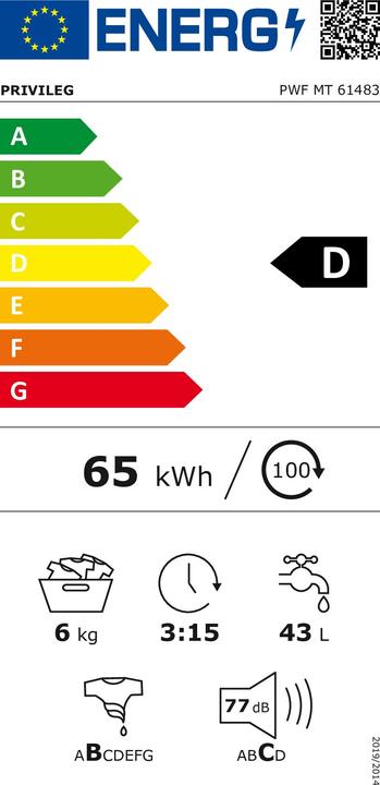 Energie-Label Whirlpool PWF MT 61483 (6 kg, Links)