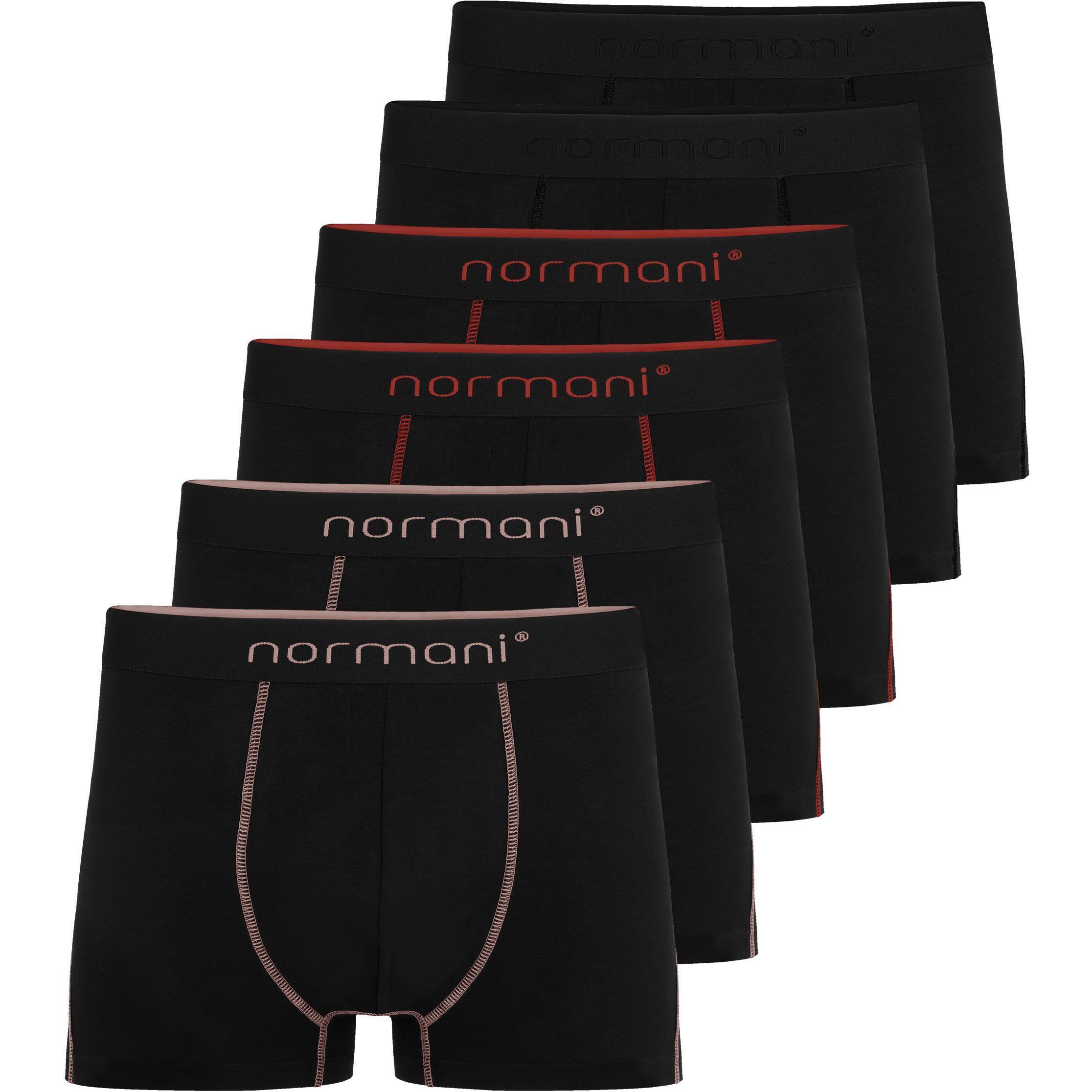 Normani, Herren, Unterhosen, 6x Herren Baumwoll-Boxershorts, Schwarz, (XXL, 6er Pack)