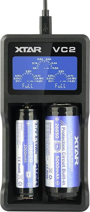 Image du produit Xtar VC2 Chargeur micro USB, Li-Ion, 2 slots, écran LCD (1 pcs, AAA, Piles rechargeables + chargeur)
