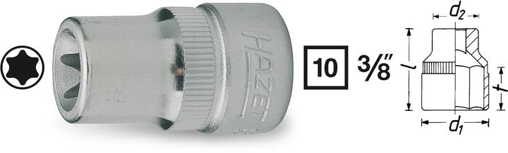 Actual product image HAZET Socket ∙ TORX 880-E14 ∙ Square, hollow 10 mm (3/8 inch) ∙ Outside TORX profile ∙ E14 (10 mm)