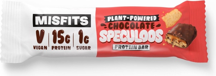 Produktbild Misfits Plant-Powered Chocolate Speculoos Protein Bar (Schokolade, Kuchen, Kakao, Spekulatius, 1 Stk., 45 g)