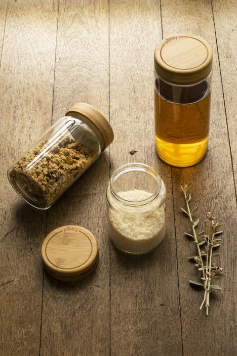 Immagine prodotto Pebbly Vaso di conservazione con coperchio di bambù 450ml (0.45 l)