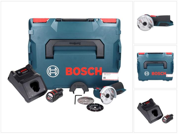 Image du produit Bosch Professional Bosch GWS 12V-76 Professional Meuleuse angulaire sans fil avec boîtier L-Boxx + 1x Batterie GBA 3,0 (76 mm)