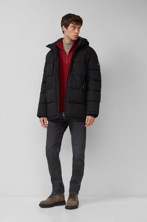 Produktbild s.Oliver Strickpullover Gerippter Baumwoll-Pullover mit Troyer-Kragen (L)