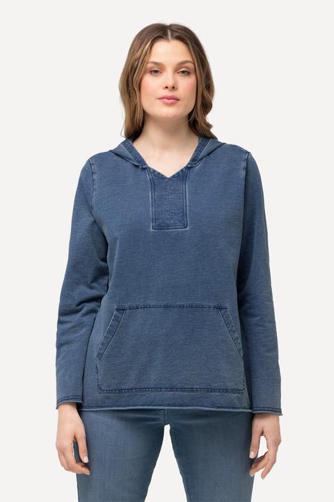 Immagine prodotto Ulla Popken Maglia con cappuccio, orli non rifiniti, maniche lunghe e tasca a marsupio (46, 48)