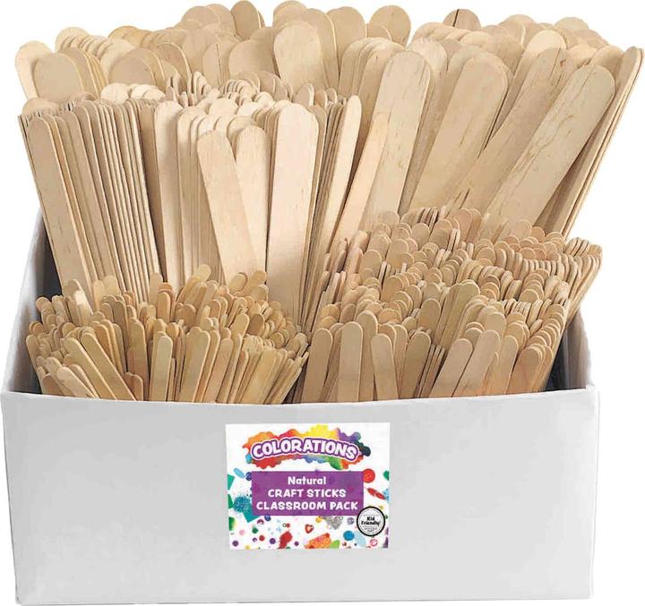 Produktbild Colorations Bastelstäbchen aus Holz, verschiedenes Klassenzimmer-Set, 12