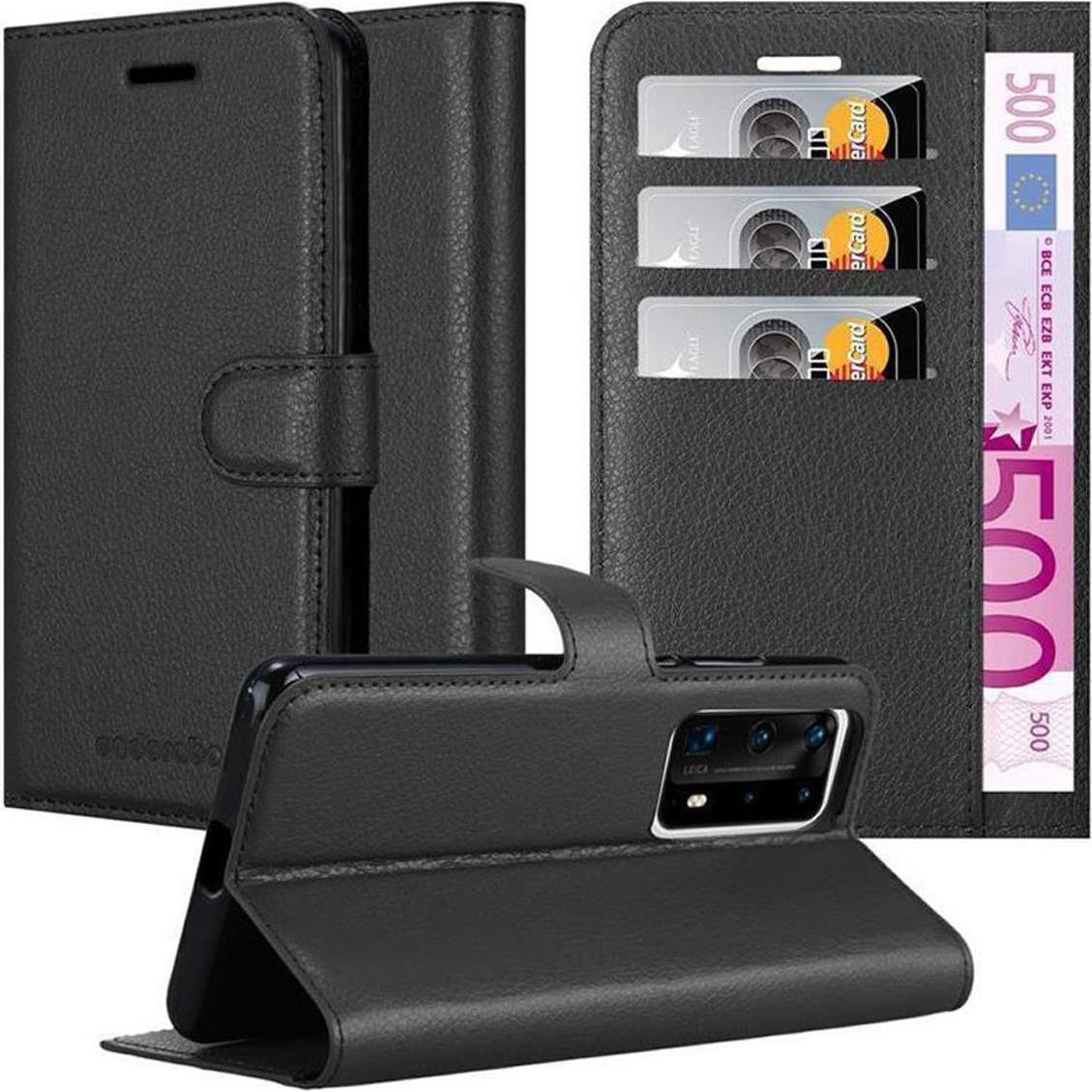 Cadorabo Book mit Standfunktion Cover (Huawei P40 Pro+), Smartphone Hülle, Schwarz