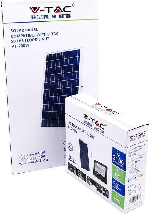 Image du produit V-TAC VT-8578 - Projecteur à LED avec panneau solaire 50 W 4000K (3100 lm, IP65)