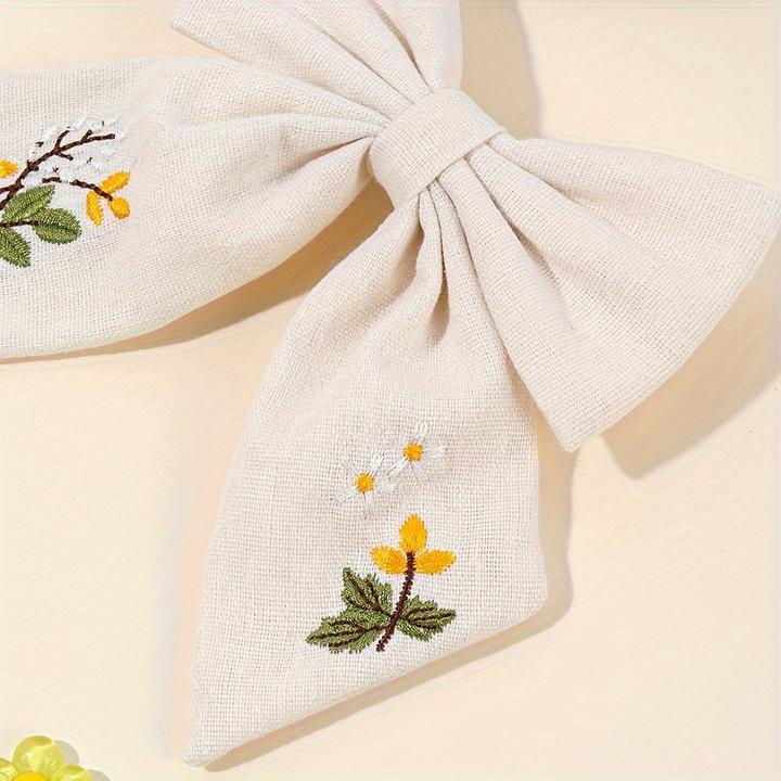 Produktbild Activity Board 1pc niedliche Blume Stickerei Schleife Haarspange, gemischte Farbe, Polyester, Mode (1 Stk.)