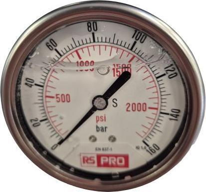 Actual product image RS PRO BSP 1/4 Analogue Pressure Gauge 160bar Bott
