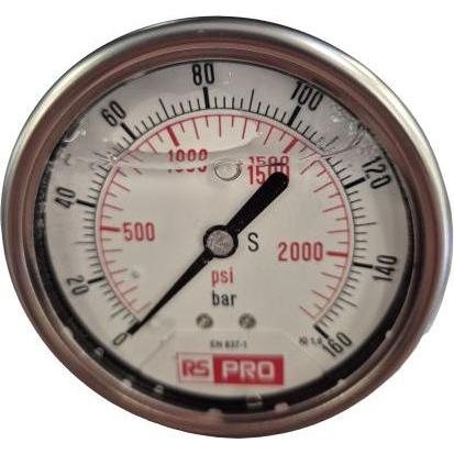 RS PRO Druckmessgerät Prozessanschluss unten Analo, Misurazione