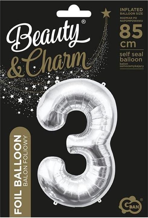 Produktbild GoDan B&C Folienballon Nummer 3, Silber, 85 cm (1 x)