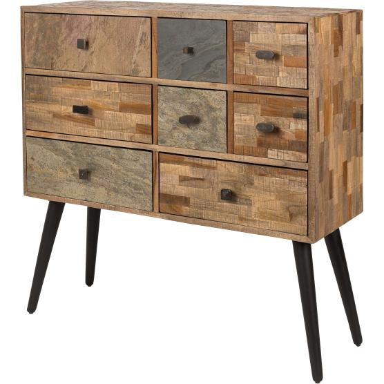 Garden Pleasure, Kommode + Sideboard, Unsere Kommode YAMUNDA (90 cm) mit ihrer ausdrucksstarken Optik aus mehreren Holza...