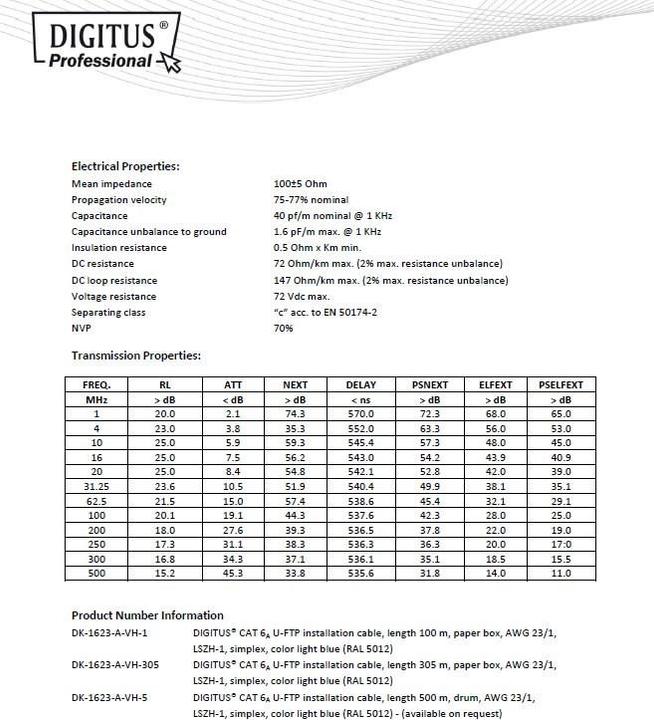 Produktbild Digitus Netzwerkkabel (FTP, CAT6a, 305 m)