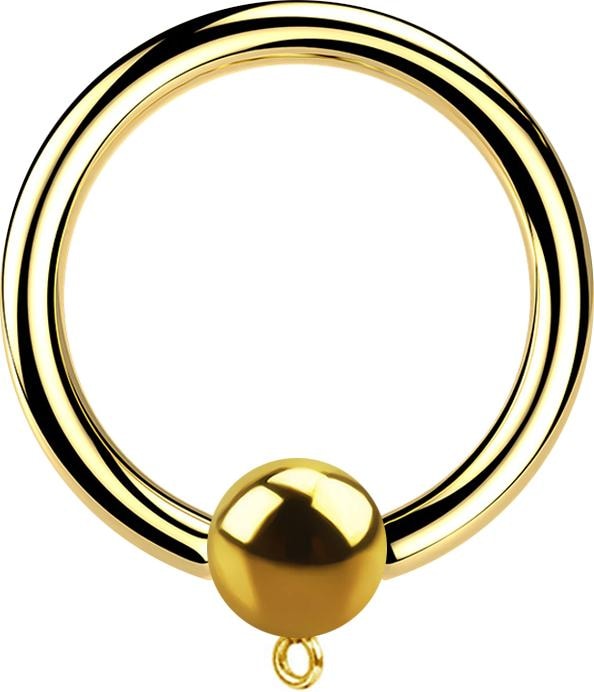 Produktbild Star Piercing Micro Closure Ring vergoldet mit Kugel Ring für Anhänger (Chirurgenstahl 316L, ohne Messing)