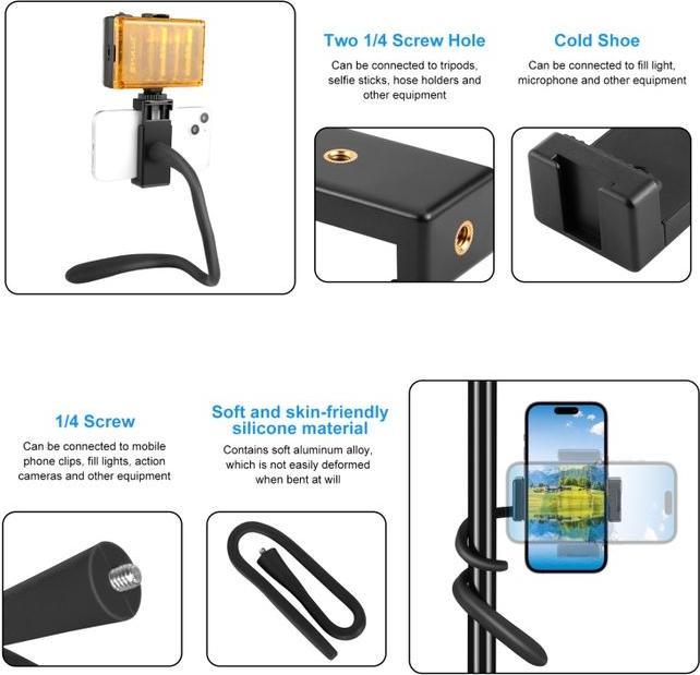 Actual product image Puluz Flexible smartphone and action cam silicone mount