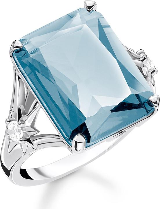 Produktbild Thomas Sabo Ring Stein Blau gross mit Stern (50, 925 Silber)