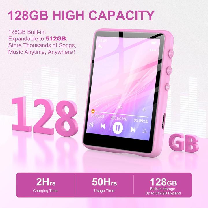 Immagine prodotto Swofy MP3-Player mit Bluetooth 5.3 & HiFi-Klang (128 GB)