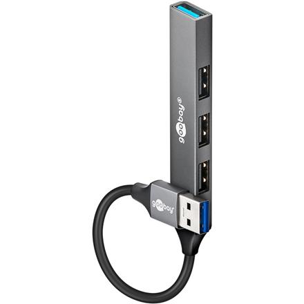 Actual product image Goobay Slim 4-port USB hub, USB-A to USB-A, USB 3.2 (USB-A, 4 ports)