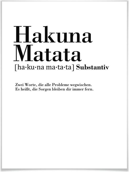 Immagine prodotto Trenddeko Grammatica - Hakuna Matata (50 x 60 cm)