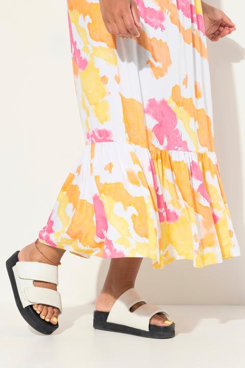 Actual product image Angel of Style Frilly 3/4-Sleeve Stand-Up Collar Batik Print Maxi Dress (42)