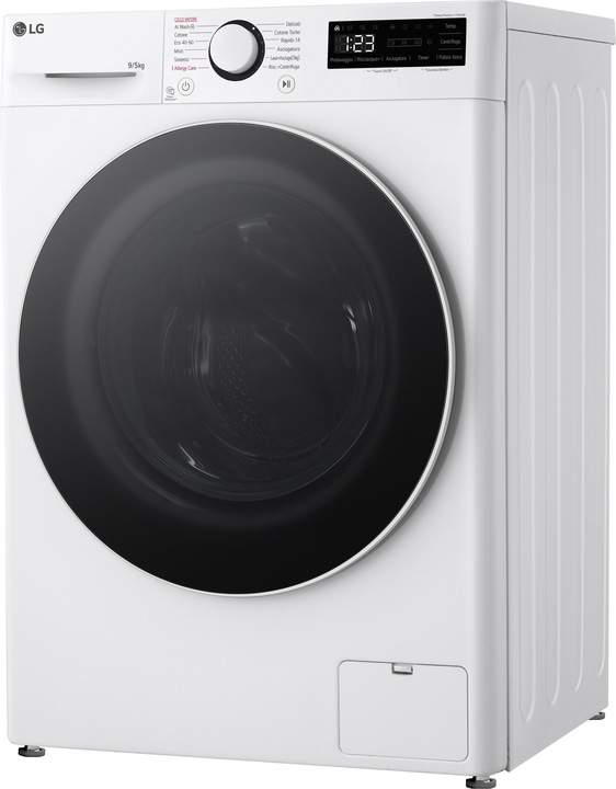 Image du produit LG D2R5S09TSWW Lave-linge séchant slim 9/5kg AI DD, Classe E, 1200 tr/min, TurboWash 360, Vapeur