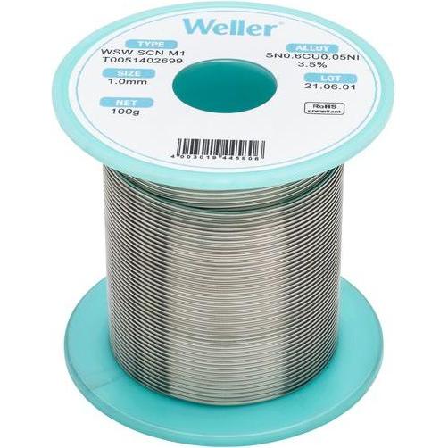 Weller Erem Weller Lötdraht, 1.0mm, Sn99.3/Cu0.6/Ni0.05, 100g (T0051402699) (Lötkolben), Lötgerät Zubehör