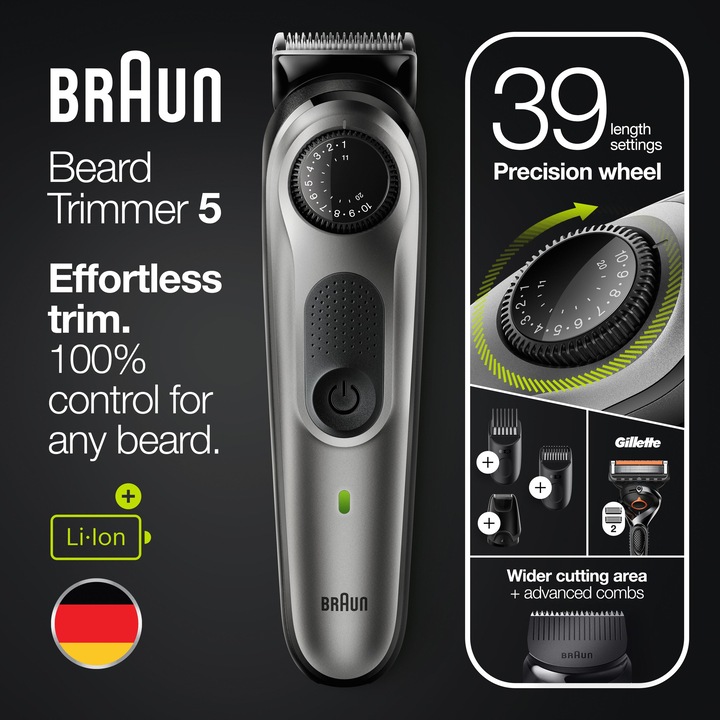 Produktbild Braun Beard Trimmer BT5365 Cordless and corded, Operating time (max) 100 min, Number of length steps 39, L