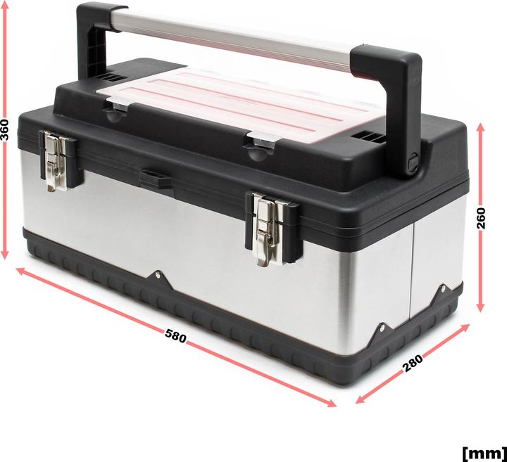 Produktbild Wiltec Werkzeugkoffer 59x28x25,5cm Werkzeugkiste Koffer Kasten Edelstahl Werkzeugkiste
