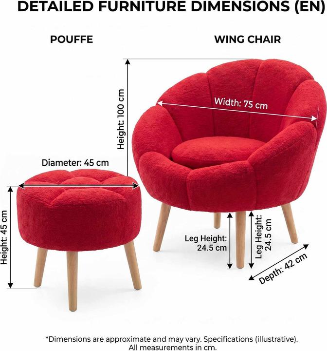 Produktbild Atelier del Sofa Lida Wing Chair & Pouffe Set (2 Pieces)