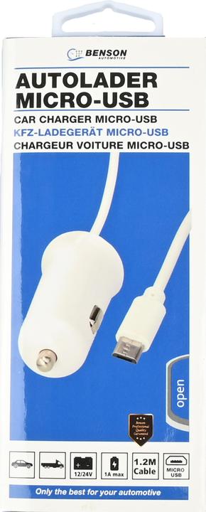 Actual product image Benson Car charger micro USB cable 1.2 m 12-24V