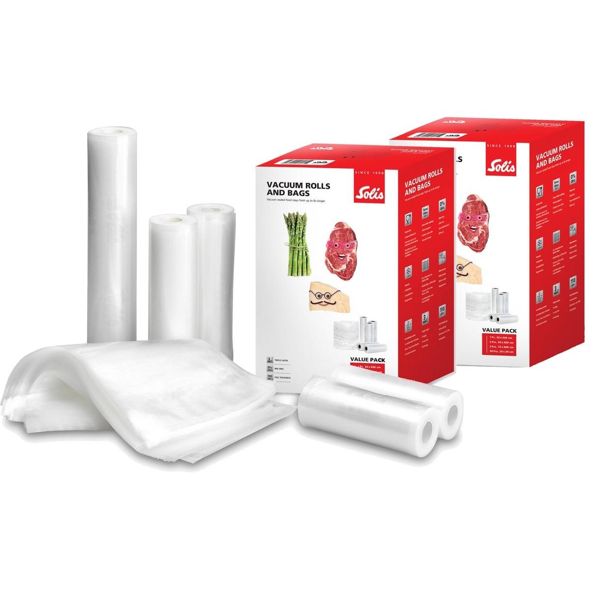 Solis 5 Vacuümrollen & 50 Vacuümzakken - BPA-vrij - Voordeelverpakking