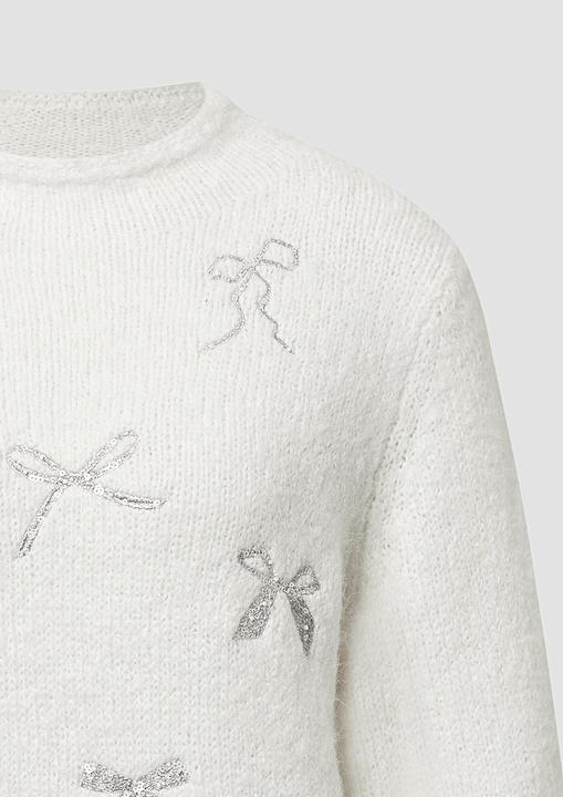 Produktbild s.Oliver Strickpullover Strickpullover mit Stehkragen und Schleifen-Stickerei (44)