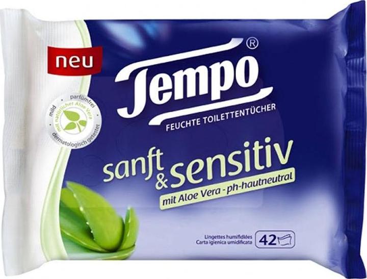Productafbeelding Tempo Natte doekjes zacht&gevoelig Aloë Vera (42 Stuk)