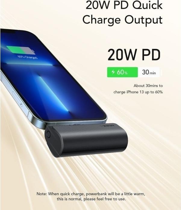 Productafbeelding Veger Plugon Powerbank Lightning - 5'000mAh (5000 mAh, 20 W, 18.50 Wh)