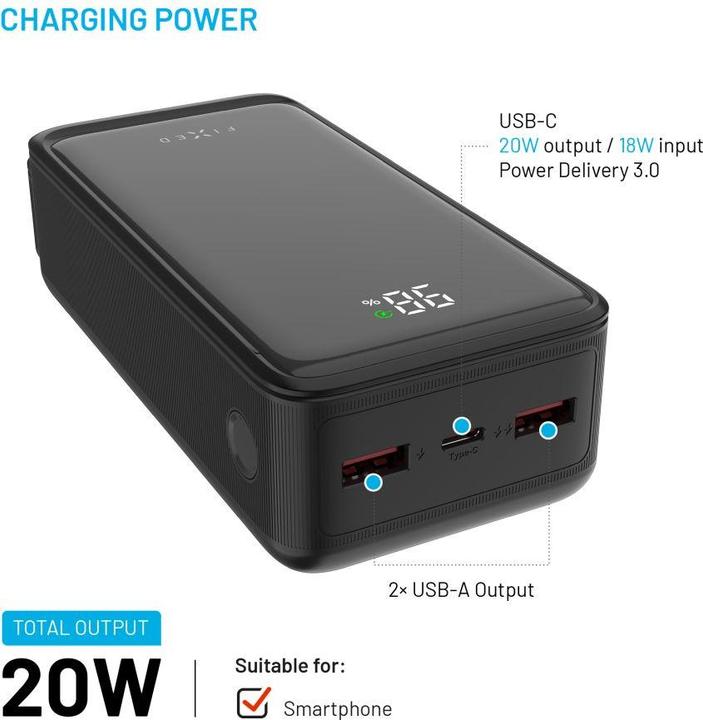Produktbild Fixed Zen2 30, PD 20W, 30 000 mAh (30000 mAh, 20 W, 30 Wh)