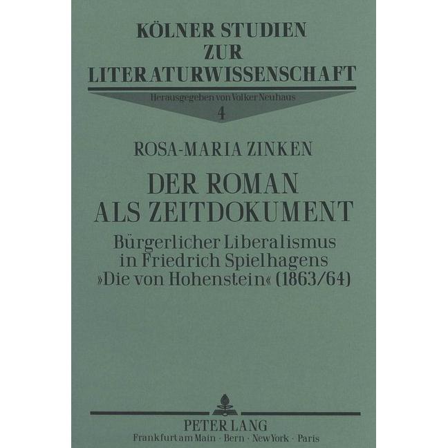 Der Roman als Zeitdokument, Fachbücher von Rosa-Maria Zinken
