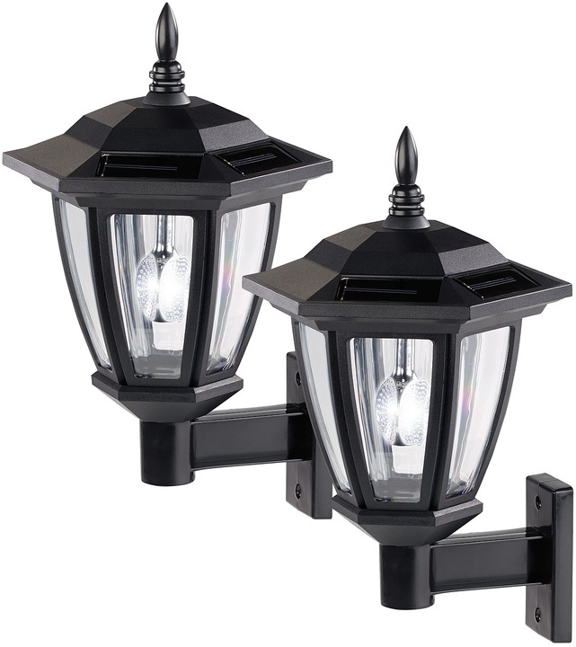 Produktbild Luminea 2er-Set Solar-LED Aussen-Wandleuchten (25 lm)