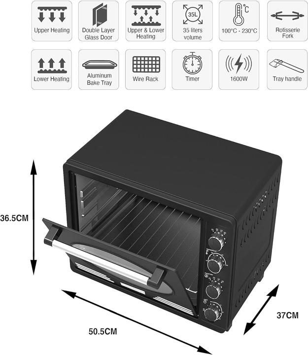 Actual product image TurboTronic By Z-Line EV35R Retro Electric Oven - 35 litre - Zwart