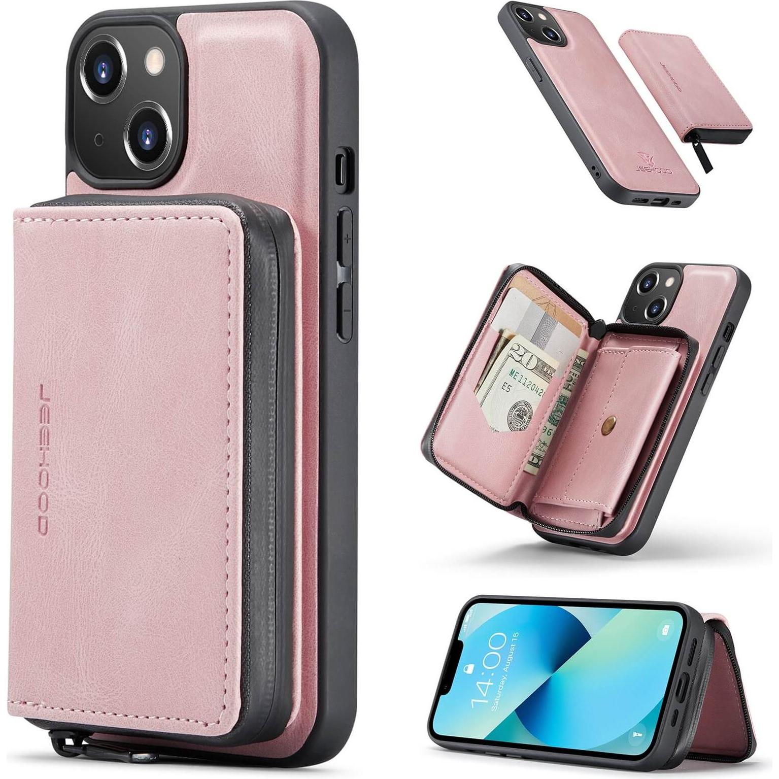 Cover-Discount iPhone 14 Plus - Hülle mit Kreditkarten Etui rosa (Apple iPhone 14 Plus), Smartphone Hülle, Rosa