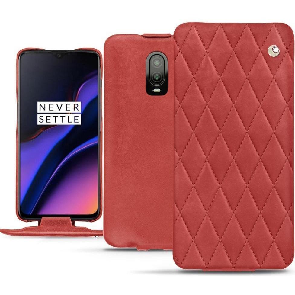Noreve Lederschutzhülle vertikal (OnePlus 6T), Smartphone Hülle, Rot