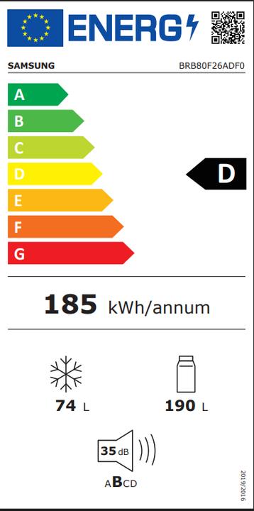 Energie-Label Samsung Kühl-Gefrierkombination Einbau (264 l)