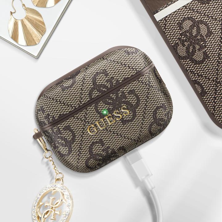 Actual product image Guess Airpods Pro 2 4G Script Cover with glittering, rhinestone-embellished charm (Headphone sleeve)