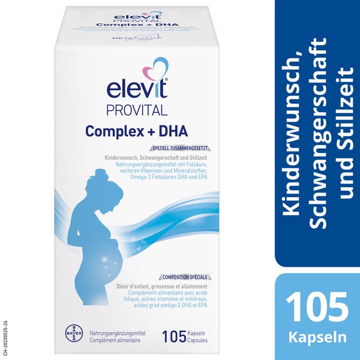 Actual product image Elevit Provital Complex + DHA Caps 105 Capsules (105 Piece, Capsules, 195 g)
